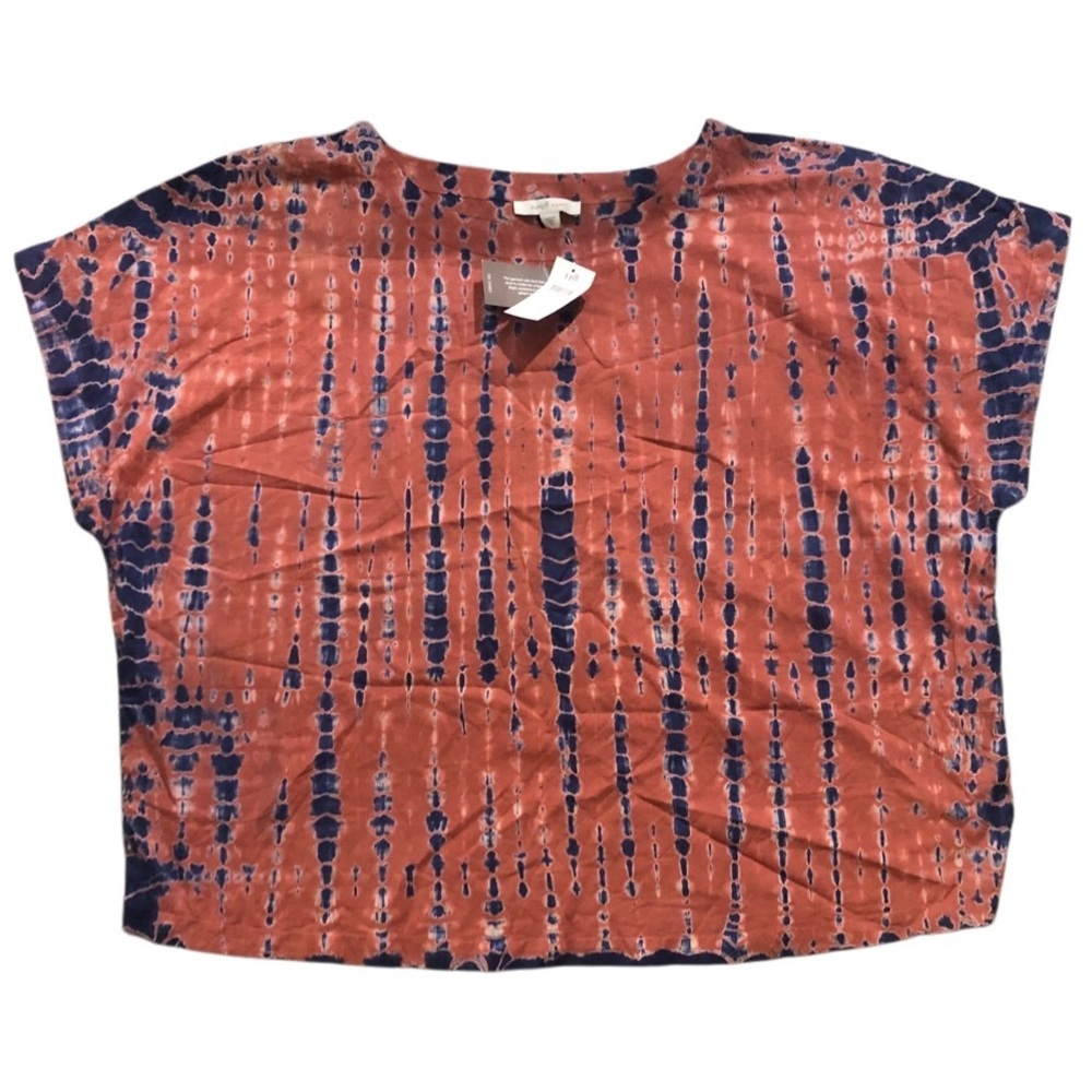 🔥PUREJILL EXPRESSIONS coral & Blue Tie-dye slight Crop fit boxie Tee NWT Size 3x